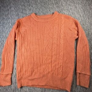 Women's Cozy Orange Cable Knit Sweater